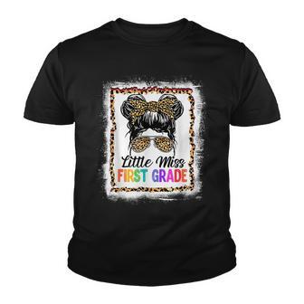 Cute Little Miss 1St Grade Messy Bun Back To School Girl Youth T-shirt - Thegiftio UK