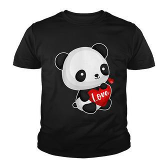 Cute Panda Holding A Heart Youth T-shirt - Monsterry