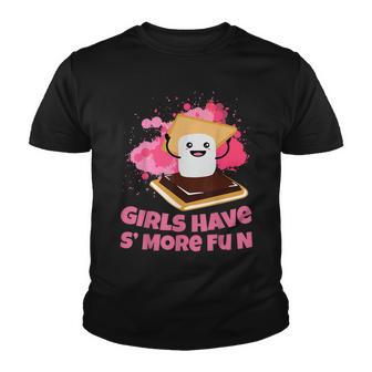 Cute Smores Camping Girls Have Smore Fun Camper Youth T-shirt - Thegiftio UK