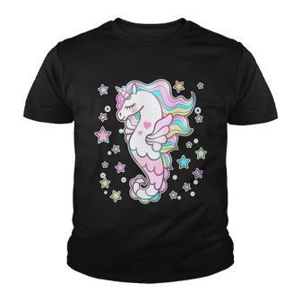 Cute Unicorn Seahorse Unimaid Youth T-shirt - Monsterry