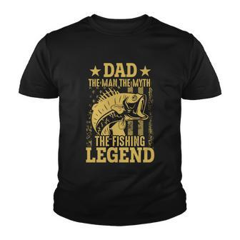 Dad Fishing Legend Flag Tshirt Youth T-shirt - Monsterry