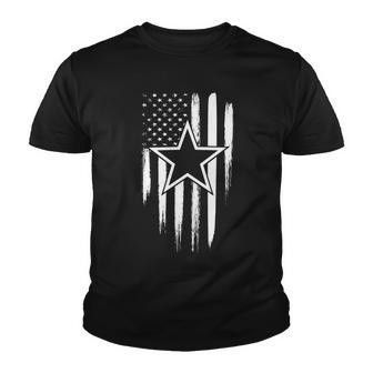 Dallas Tx Star Football Fan Distressed Us Flag Youth T-shirt - Monsterry