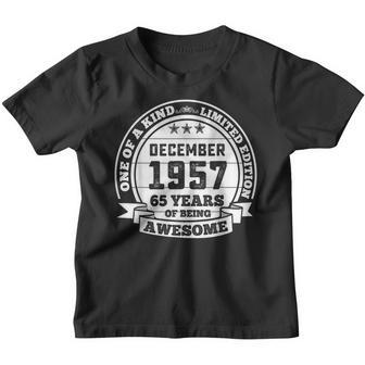 December 1957 65Th Birthday Gift 65 Years Of Being Awesome Youth T-shirt - Thegiftio UK