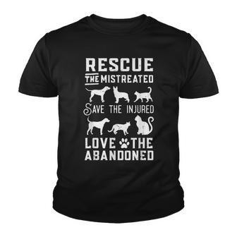 Dog Lover Cat Lover Rescue Save Love Animal Rescue Awareness Youth T-shirt - Thegiftio UK