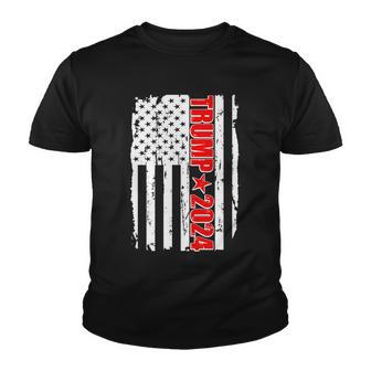 Donald Trump 2024 Distressed Us Flag Youth T-shirt - Monsterry CA