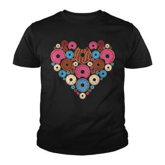 Doughnuts Lover Sweet Snacks Food Heart Glazed Donuts Youth T-shirt - Thegiftio UK