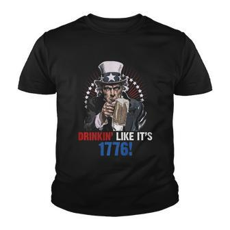 Drinkin Like Its 1776 4Th Of July Uncle Sam Youth T-shirt - Monsterry DE