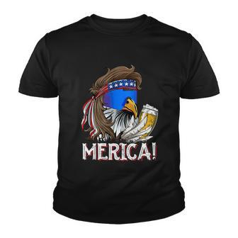 Eagle Mullet 4Th Of July Beer Usa American Flag Merica Cool Gift Youth T-shirt - Monsterry