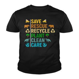 Earth Day Planet Save Bees Rescue Animals Recycled Plastic Youth T-shirt - Thegiftio UK