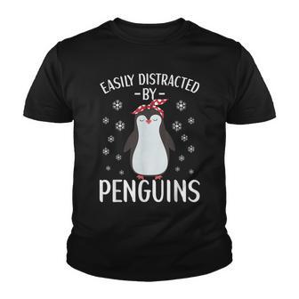 Easily Distracted By Penguins Penguin Lover For Women Girls Youth T-shirt - Thegiftio UK