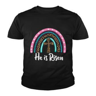 Easter For Christian Teen Girls Mom He Is Risen Leopard Gift Youth T-shirt - Monsterry