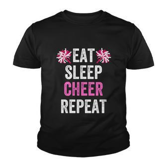 Eat Sleep Cheer Repeat Cheerleading Cute Gift Youth T-shirt - Monsterry UK
