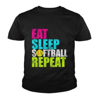 Eat Sleep Fastpitch Softball Repeat Funny Gift Youth T-shirt - Monsterry UK