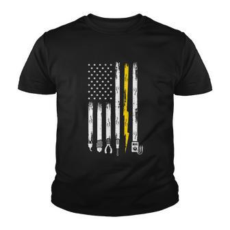 Electrician American Flag Usa Youth T-shirt - Monsterry