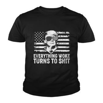 Everything Woke Turns To Shit Funny Trump Youth T-shirt - Thegiftio UK