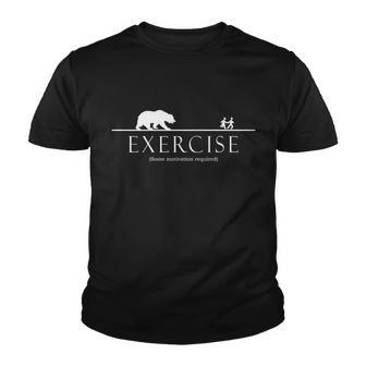 Exercise Some Motivation Required Running From Bear Tshirt Youth T-shirt - Monsterry UK