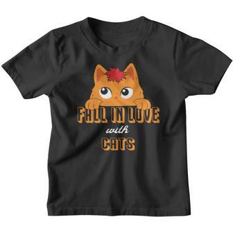 Fall In Love With Cats Men Women T-Shirt Graphic Print Casual Unisex Tee Youth T-shirt - Thegiftio UK