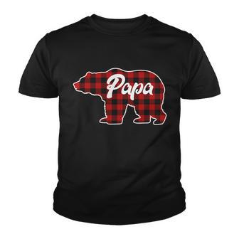 Family Christmas Matching Plaid Papa Bear Tshirt Youth T-shirt - Monsterry
