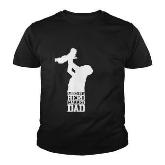 Fathers Day Gift Raised By A Hero Called Dad Fathers Day Design And Typography Youth T-shirt - Thegiftio UK