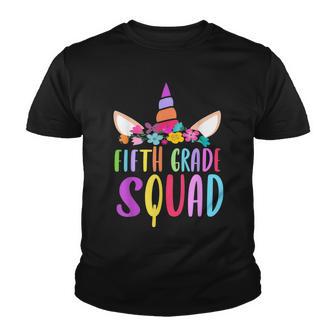 Fifth Grade Squad Unicorn Rainbow Color Back To School Girl Youth T-shirt - Thegiftio UK