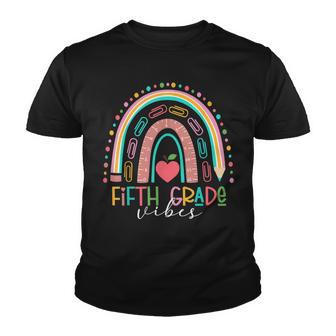 Fifth Grade Vibes Pencil Boho Rainbow Back To School Youth T-shirt - Thegiftio UK