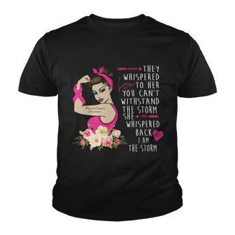 Fight Breast Cancer Quote Messy Bun V2 Youth T-shirt - Thegiftio UK