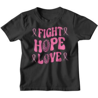 Fight Hope Love Breast Cancer Retro Leopard Pink Ribbon Youth T-shirt - Thegiftio UK