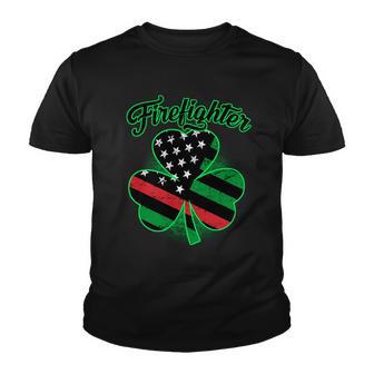 Firefighter St Patricks Day Red Line Clover Youth T-shirt - Monsterry UK