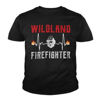 Firefighter Wildland Firefighter Fire Rescue Department Heartbeat Line V2 Youth T-shirt - Seseable