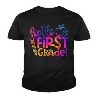 First 1St Grade Teacher First Day Back To School Tie Dye Youth T-shirt - Thegiftio UK