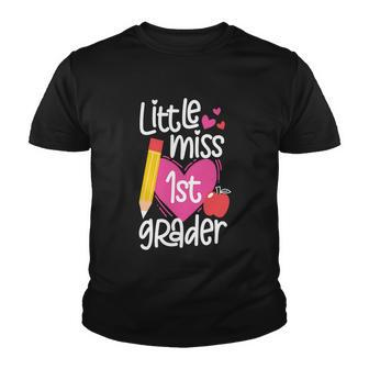 First Day Of School Little Miss 1St Grader Girls Gift Youth T-shirt - Monsterry