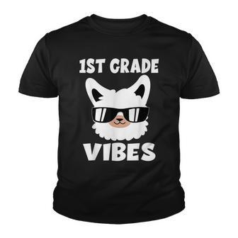 First Day School 1St Grade Vibes Llama Alpaca First Grade Youth T-shirt - Thegiftio UK