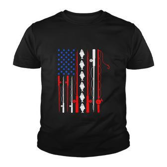 Fishing Lover Usa American Flag Fishing Rod Youth T-shirt - Monsterry DE