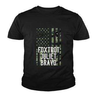 Fjb Anti Biden Foxtrot Juliet Bravo American Flag Youth T-shirt - Thegiftio UK