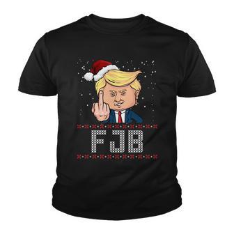 Fjb Anti Biden Trump Flicking Off Ugly Christmas Tshirt Youth T-shirt - Monsterry AU