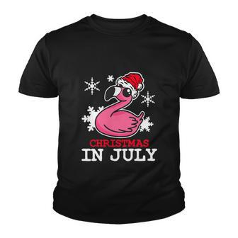 Flamingo Funny Christmas In July Snowflakes Youth T-shirt - Monsterry