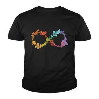 Floral Neurodiversity Infinity Symbol Autism Awareness Youth T-shirt - Monsterry