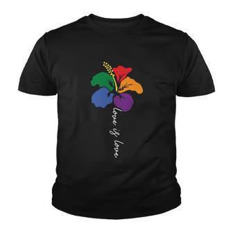 Flower Love Is Love Lgbt Gay Pride Lesbian Bisexual Ally Quote Youth T-shirt - Monsterry UK