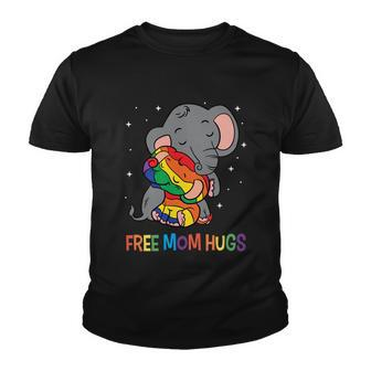 Free Mom Hugs Lgbt Mother Elephant Rainbow Womens Gift Youth T-shirt - Thegiftio UK