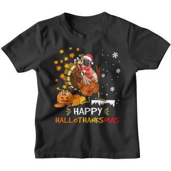 French Bulldog Halloween And Merry Xmas Happy Hallothanksmas Sweatshirt Youth T-shirt - Thegiftio UK