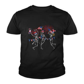 Funny 4Th Of July Dancing Skeleton Memorial Day Youth T-shirt - Monsterry UK