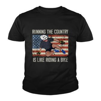 Funny Biden Falls Off Bike Running The Country Like Riding A Bike V4 Youth T-shirt - Monsterry CA