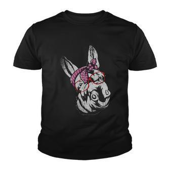 Funny Donkey Glasses Farm Animal Lover Farmer Bandana Donkey Great Gift Youth T-shirt - Monsterry UK