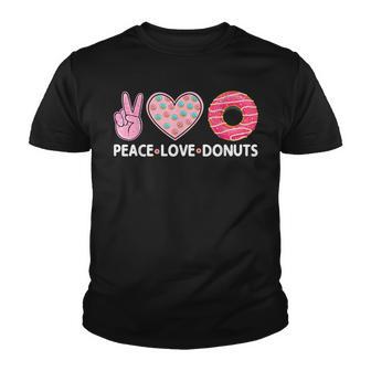 Funny Doughnut Donut Lover Peace Love Donuts Youth T-shirt - Thegiftio UK