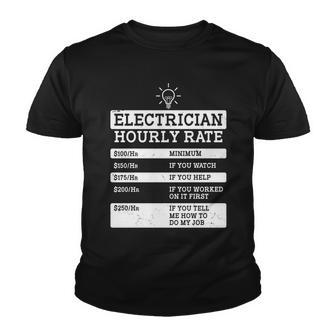 Funny Electrician Hourly Rate List Youth T-shirt - Monsterry