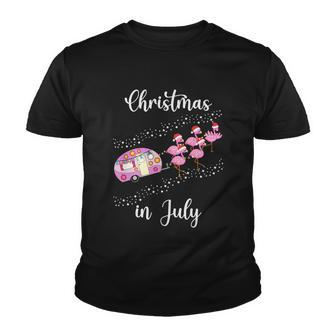 Funny Flamingo Pink Retro Camping Car Christmas In July Great Gift Youth T-shirt - Monsterry