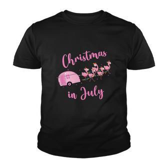 Funny Flamingo Pink Retro Christmas In July Youth T-shirt - Monsterry