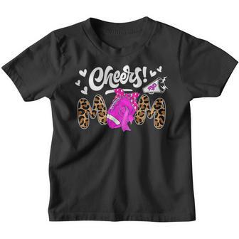 Funny Football Cheer Mom Pink Leopard Breast Cancer Youth T-shirt - Thegiftio UK