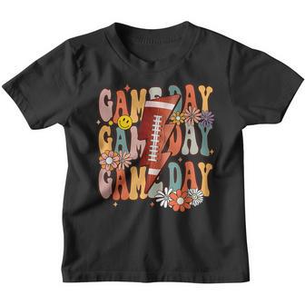 Funny Game Day American Football Season Groovy Football Girl Youth T-shirt - Thegiftio UK