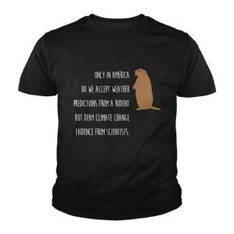 Funny Groundhog Day Only In America Climate Change Gift Funny Gift Youth T-shirt - Thegiftio